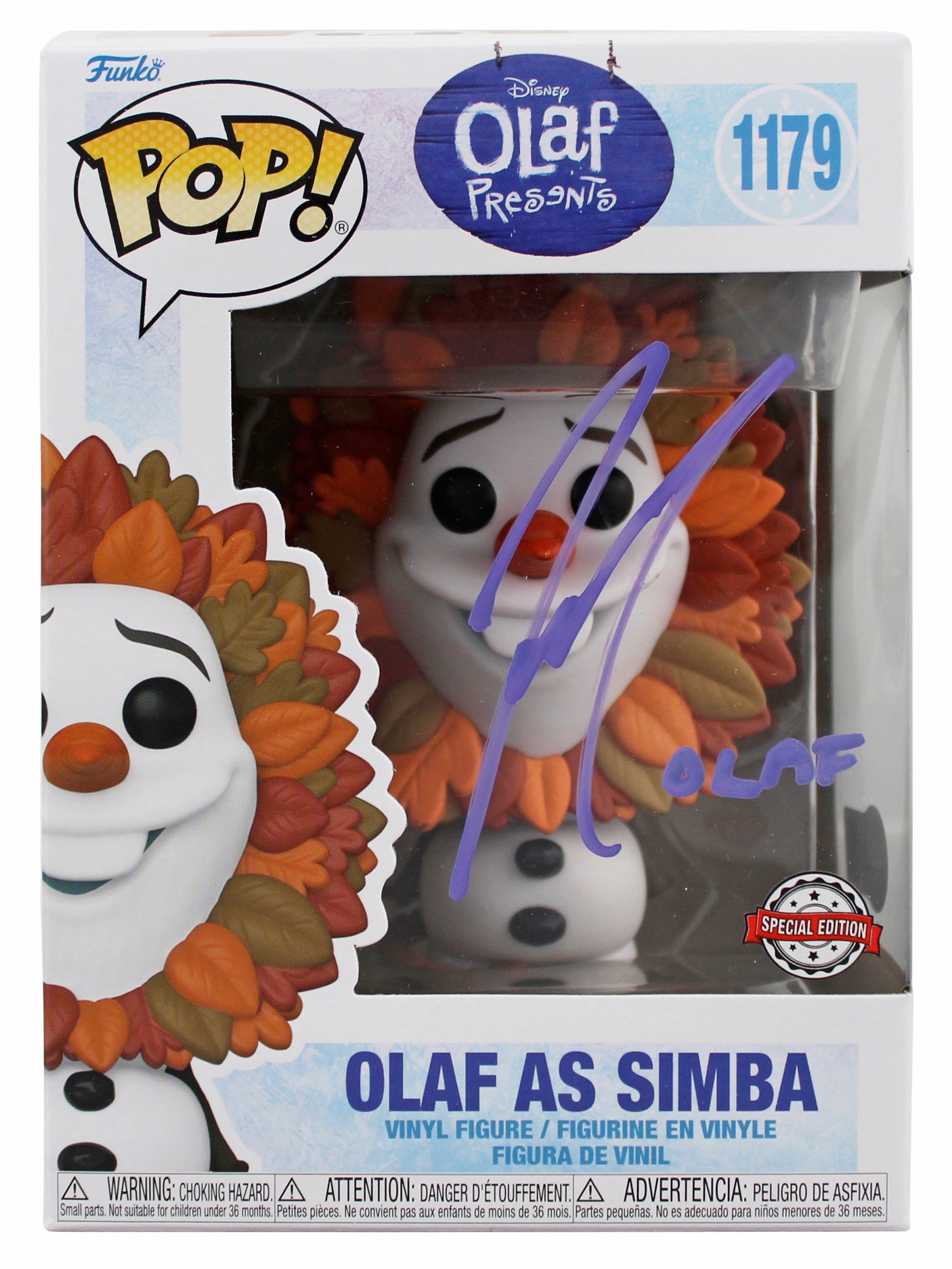 Josh Gad Frozen "Olaf" Signed #1179 Olaf as Simba Funko Pop Vinyl Figure BAS 2