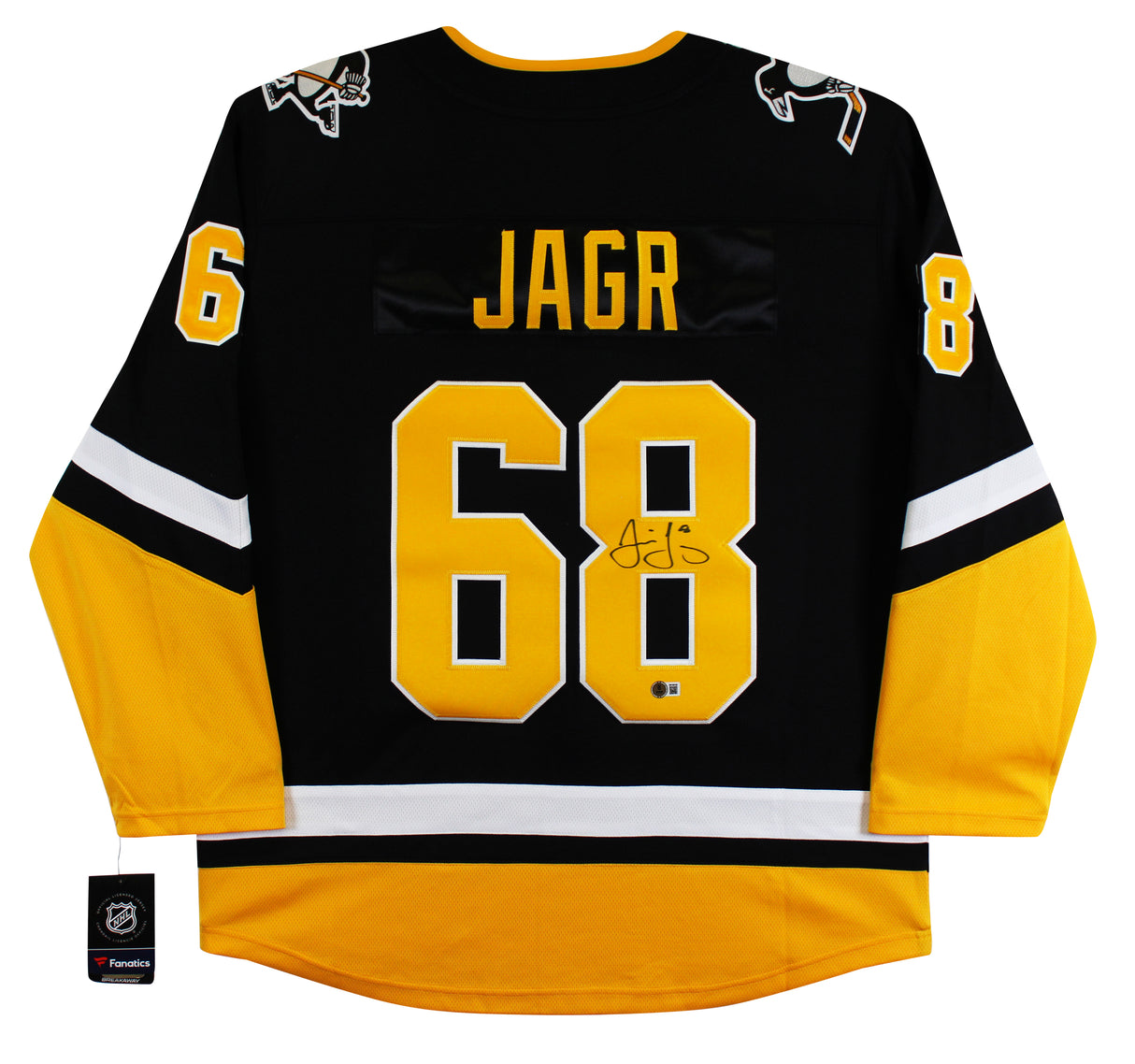 Penguins Jaromir Jagr Authentic Signed Black Fanatics Breakaway Jersey BAS Wit