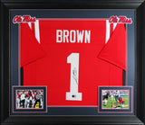 Ole Miss A.J. Brown Authentic Signed Red Pro Style Framed Jersey BAS Witnessed
