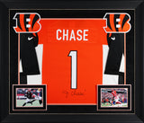 Bengals Ja'Marr Chase Signed Orange TB Nike Game Framed Jersey BAS Witnessed