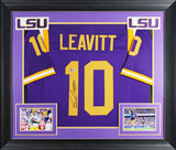 LSU Sam Leavitt Authentic Signed Purple Pro Style Framed Jersey BAS Witnessed 2