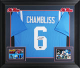 Ole Miss Trinidad Chambliss Signed Light Blue Pro Style Framed Jersey BAS