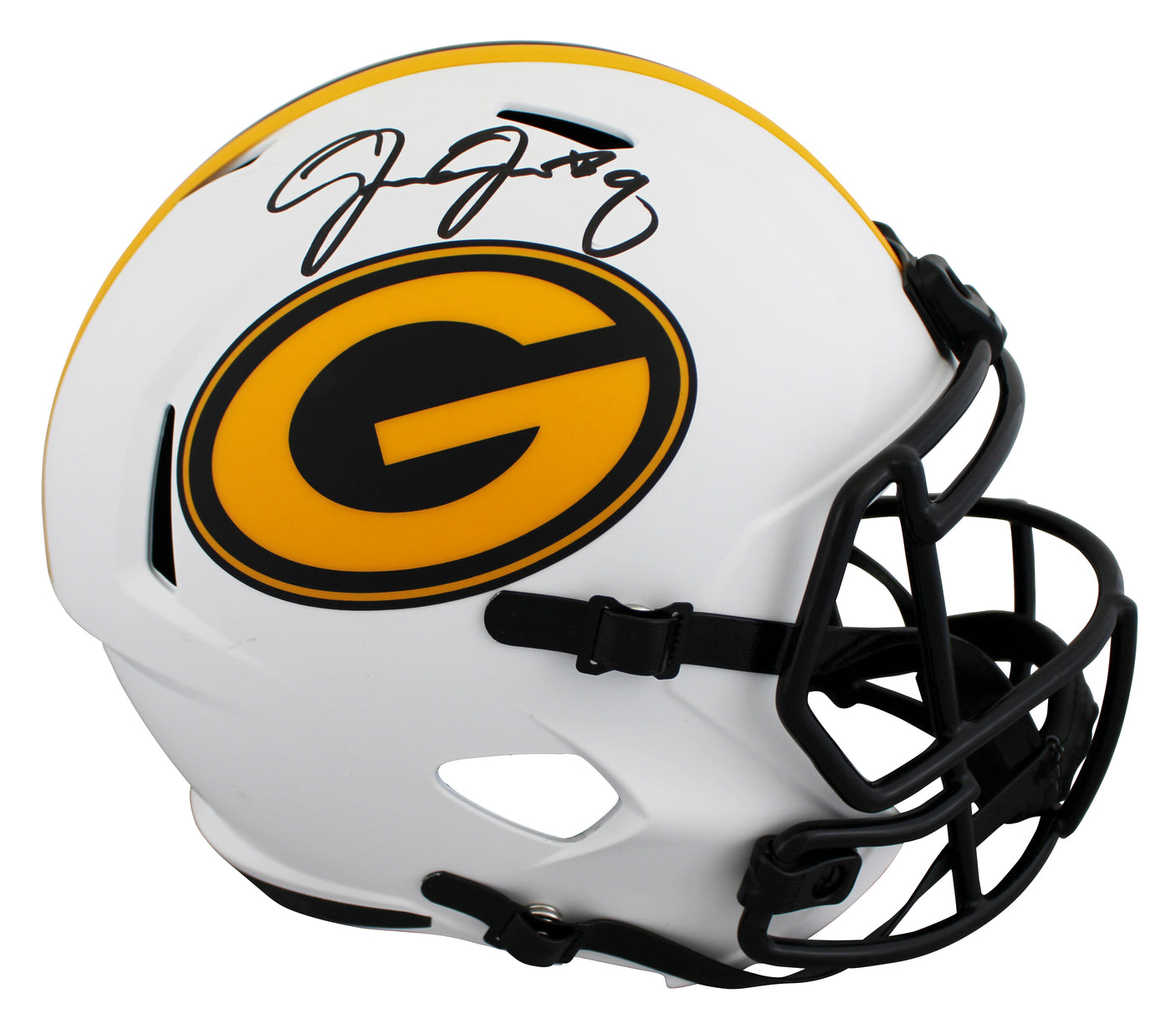 Packers Josh Jacobs Signed Lunar Full Size Speed Rep Helmet W/ Case BAS Witness