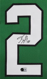 Breece Hall Authentic Signed Green Pro Style Framed Jersey BAS Witnessed