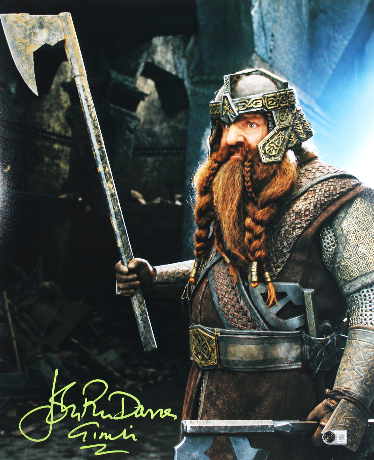 John Rhys-Davies LOTR "Gimli" Signed 16x20 Holding Axe Framed Photo BAS Witness