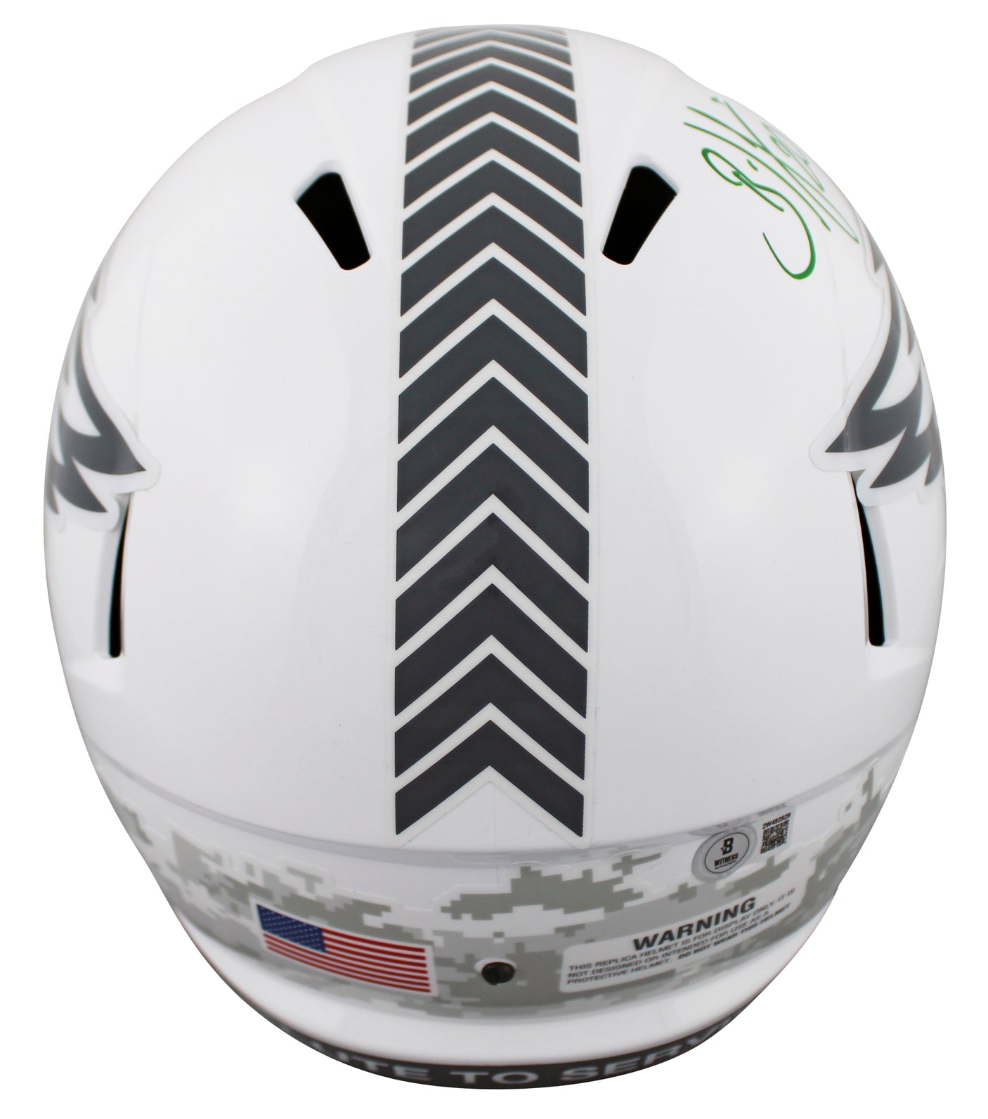 Eagles Brian Dawkins Signed Salute To Service III F/S Speed Rep Helmet BAS Wit