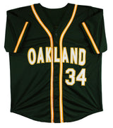Rollie Fingers Authentic Signed Green Pro Style Jersey Autographed BAS Witnessed
