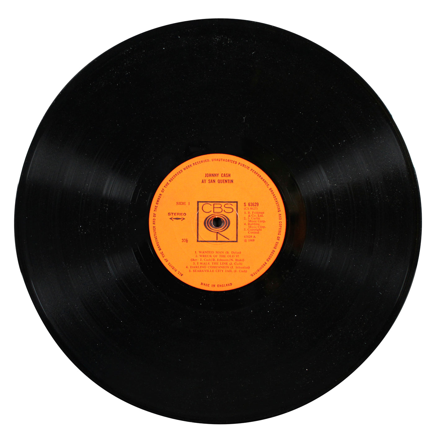 Johnny Cash "God Bless You!" Signed Johnny Cash At San Quentin Album Cover BAS