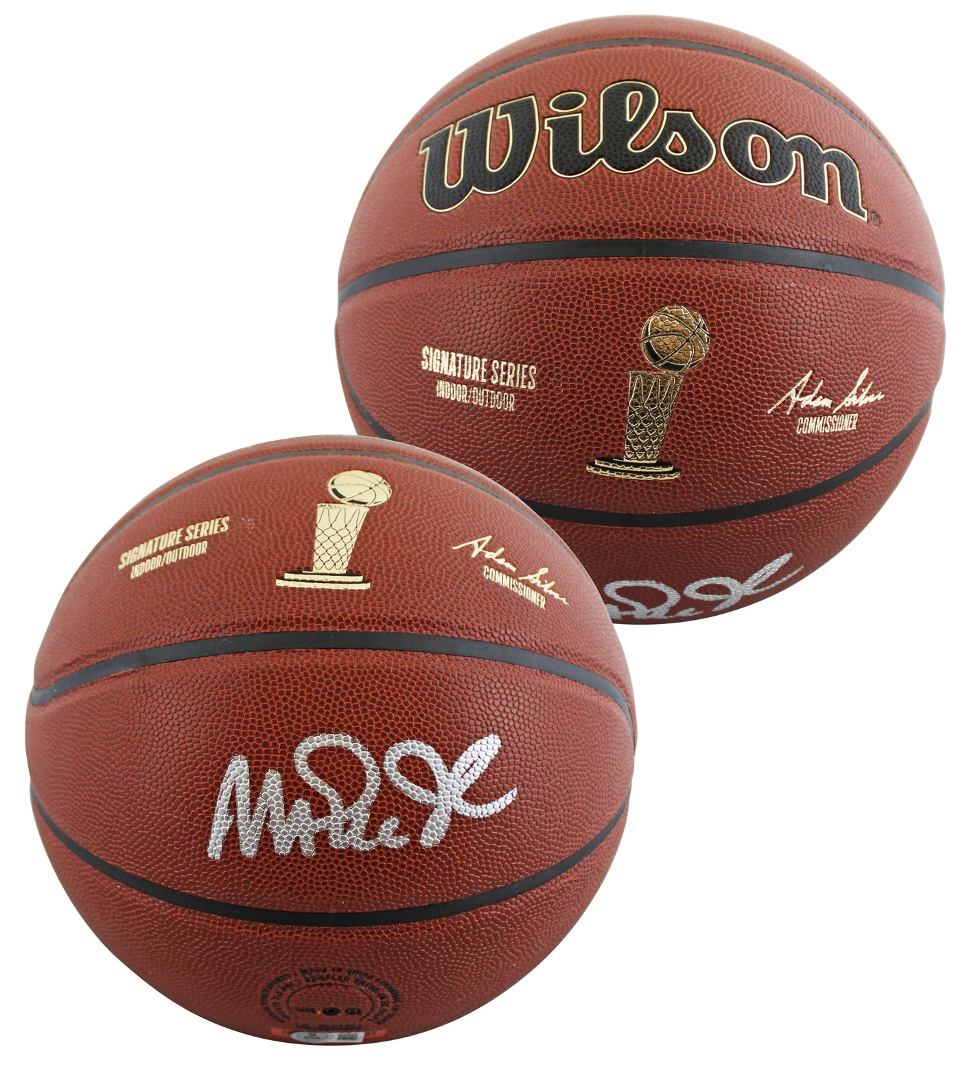 Lakers Magic Johnson Signed Wilson Trophy Series Basketball BAS Witnessed