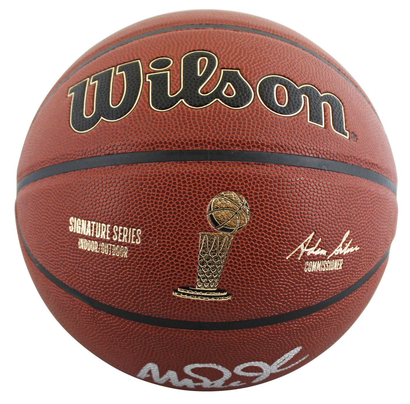 Lakers Magic Johnson Signed Wilson Trophy Series Basketball W/ Case BAS Witness