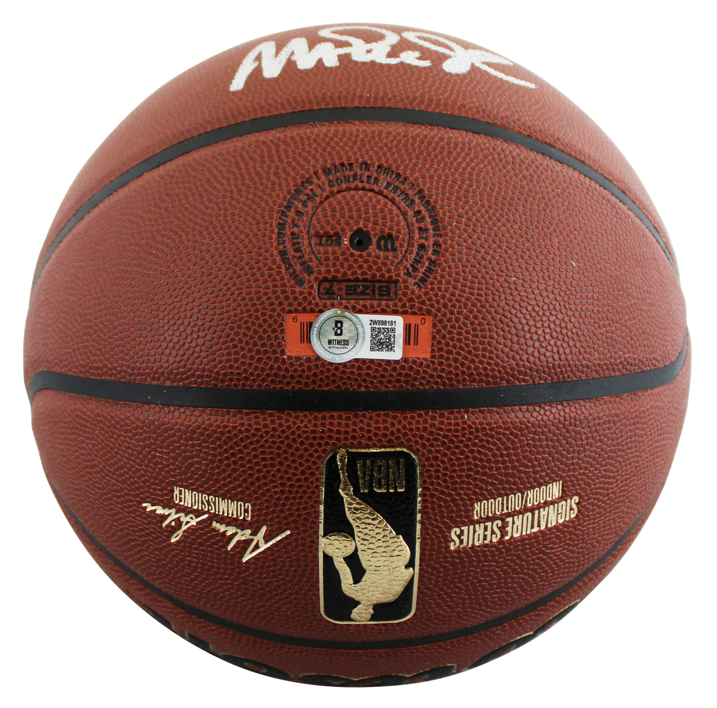 Lakers Magic Johnson Signed Wilson Trophy Series Basketball BAS Witnessed