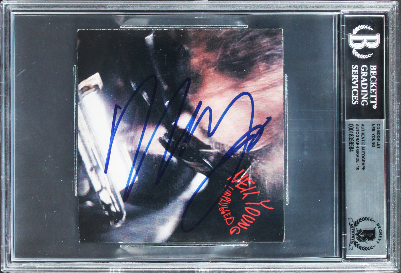 Neil Young Authentic Signed Unplugged Cd Cover Auto Graded Gem 10! BAS Slabbed
