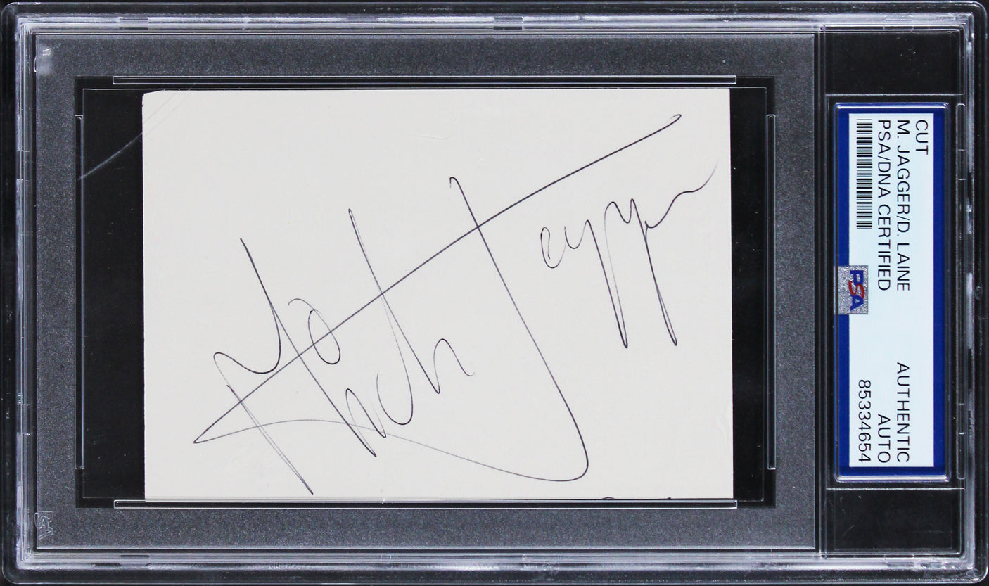 Mick Jagger The Rolling Stones Authentic Signed 3x4.25 Cut Signature PSA Slabbed