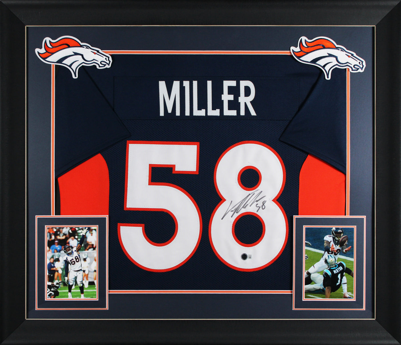 Von Miller Authentic Signed Navy Blue Pro Style Framed Jersey BAS Witnessed 2