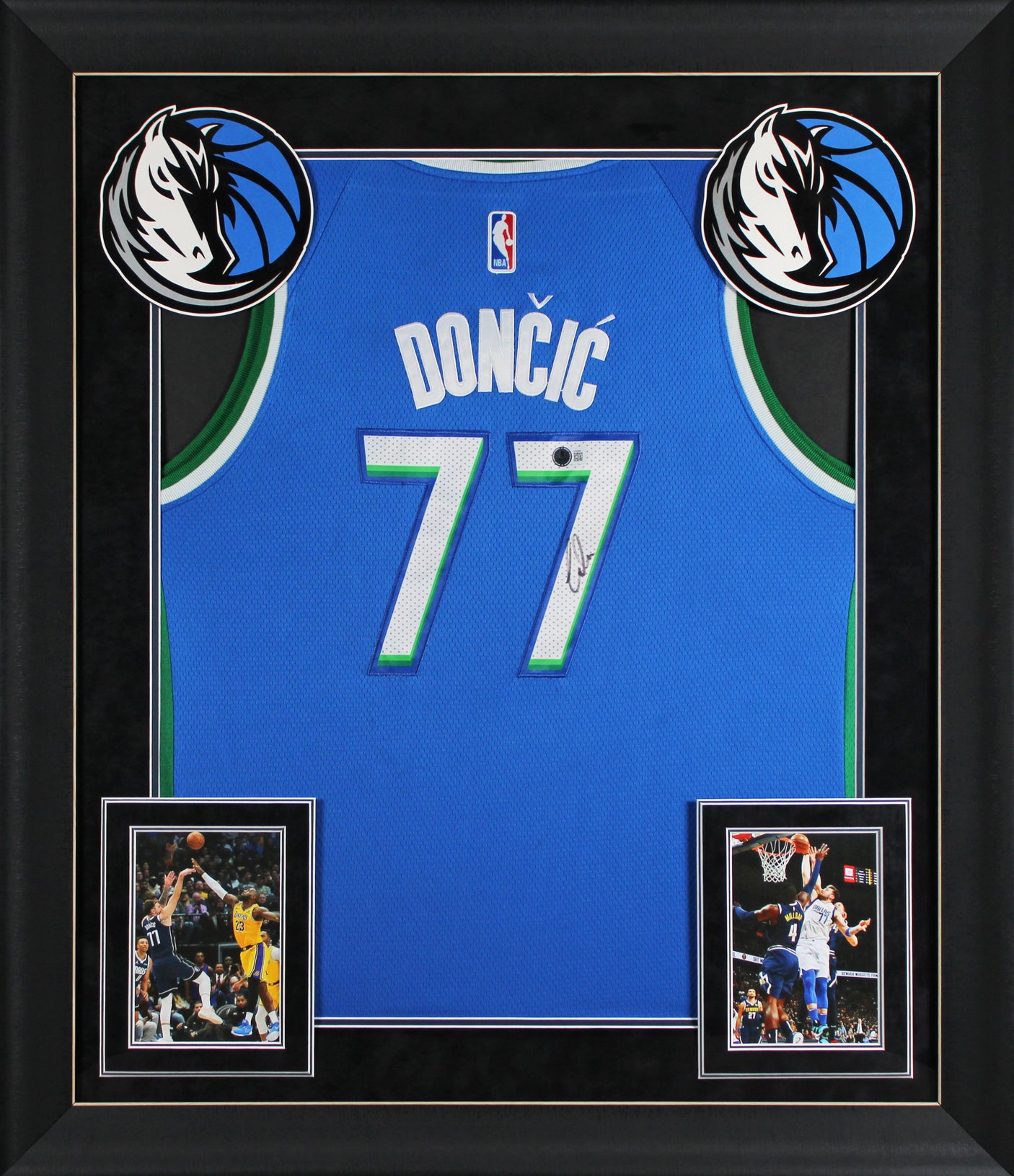 Mavericks Luka Doncic Authentic Signed Blue Nike Framed Jersey BAS #AE09995