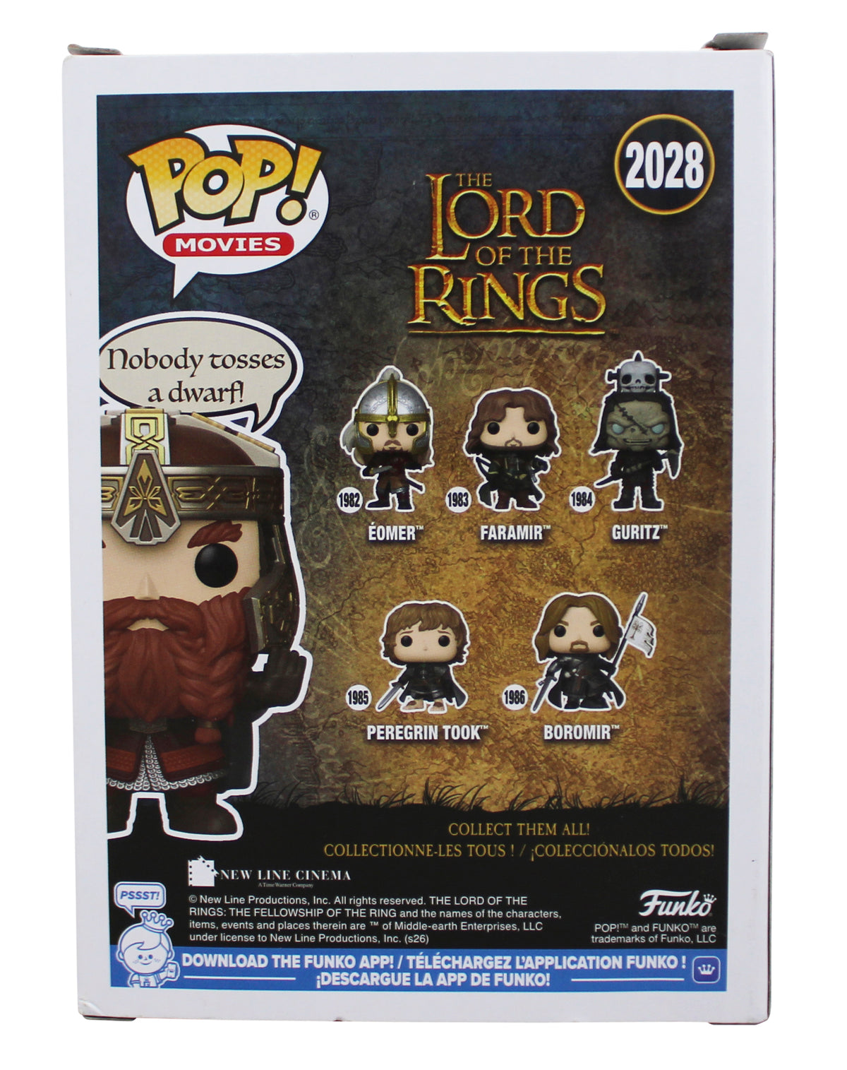 John Rhys-Davies LOTR "Gimli" Signed #2028 Funko Pop Figure BAS Wit #5W070056