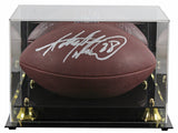Vikings Adrian Peterson Signed Wilson Duke Replica Football W/ Case BAS Witness