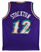 John Stockton Authentic Signed Purple Pro Style Jersey Autographed BAS Witnessed