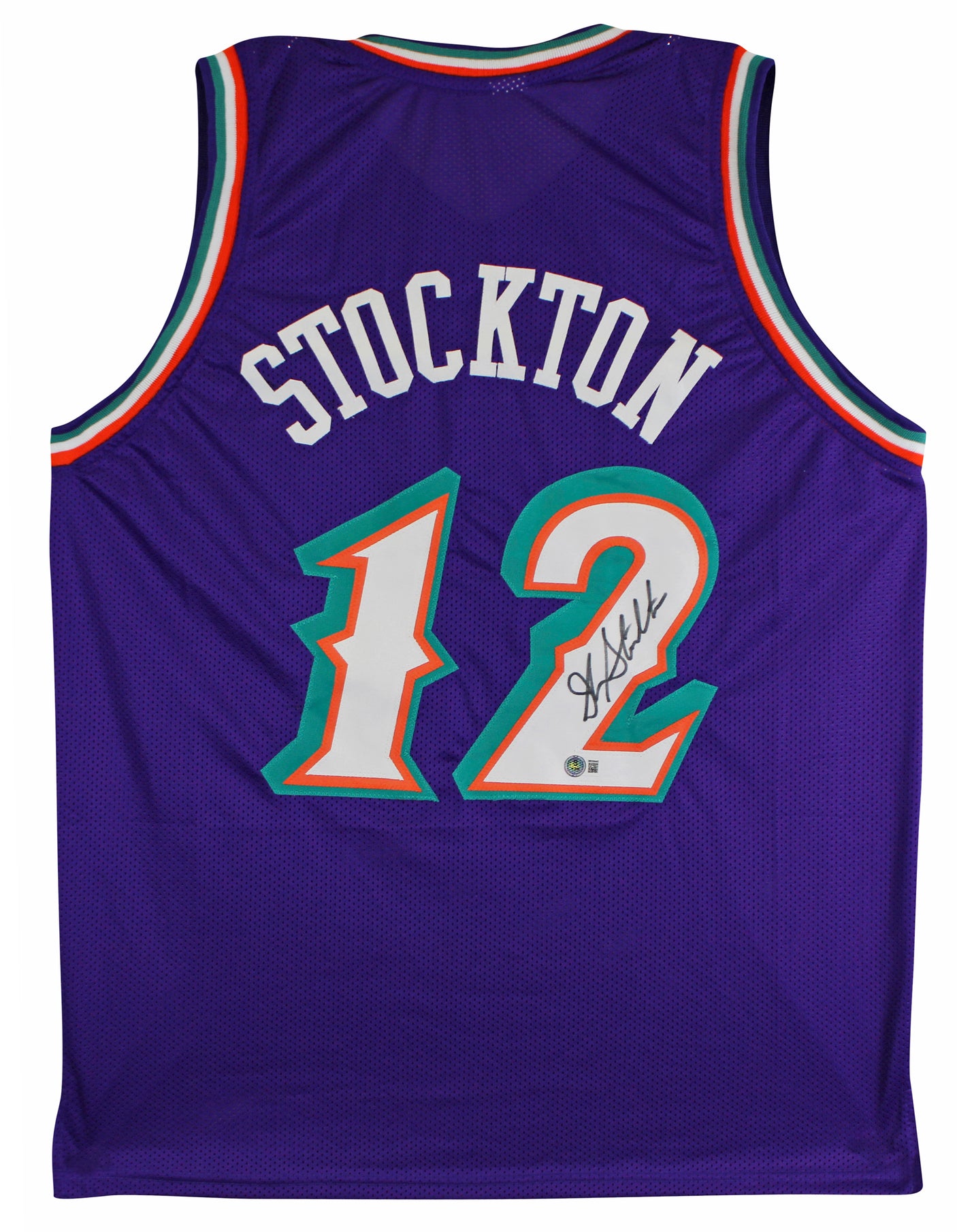 John Stockton Authentic Signed Purple Pro Style Jersey Autographed BAS Witnessed