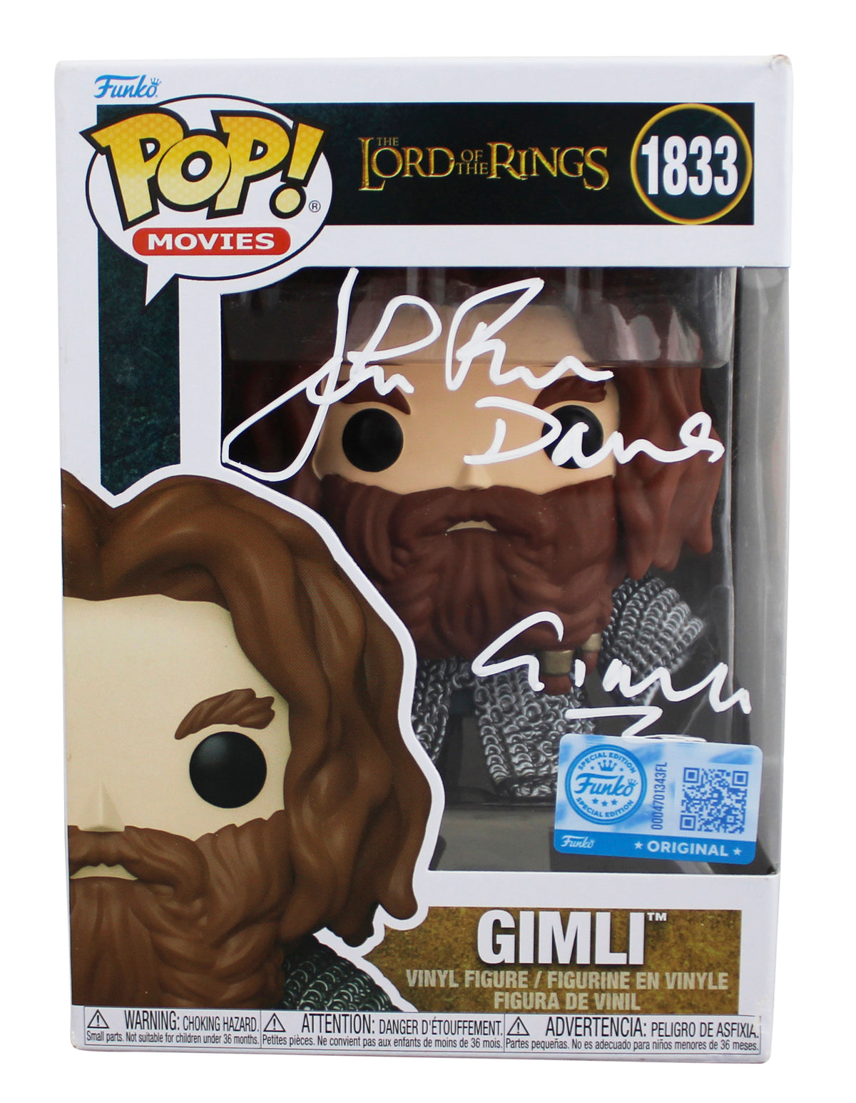 John Rhys-Davies LOTR "Gimli" Signed #1833 Funko Pop Figure BAS Wit #5W070055