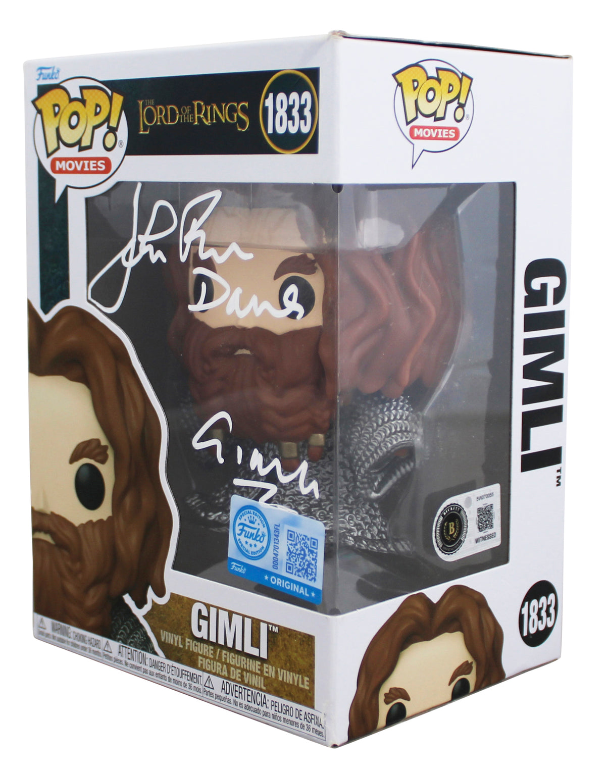 John Rhys-Davies LOTR "Gimli" Signed #1833 Funko Pop Figure BAS Wit #5W070055