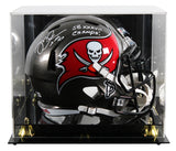 Bucs Mike Alstott "SB XXXVII Champs" Signed F/S Speed Rep Helmet W/ Case BAS Wit