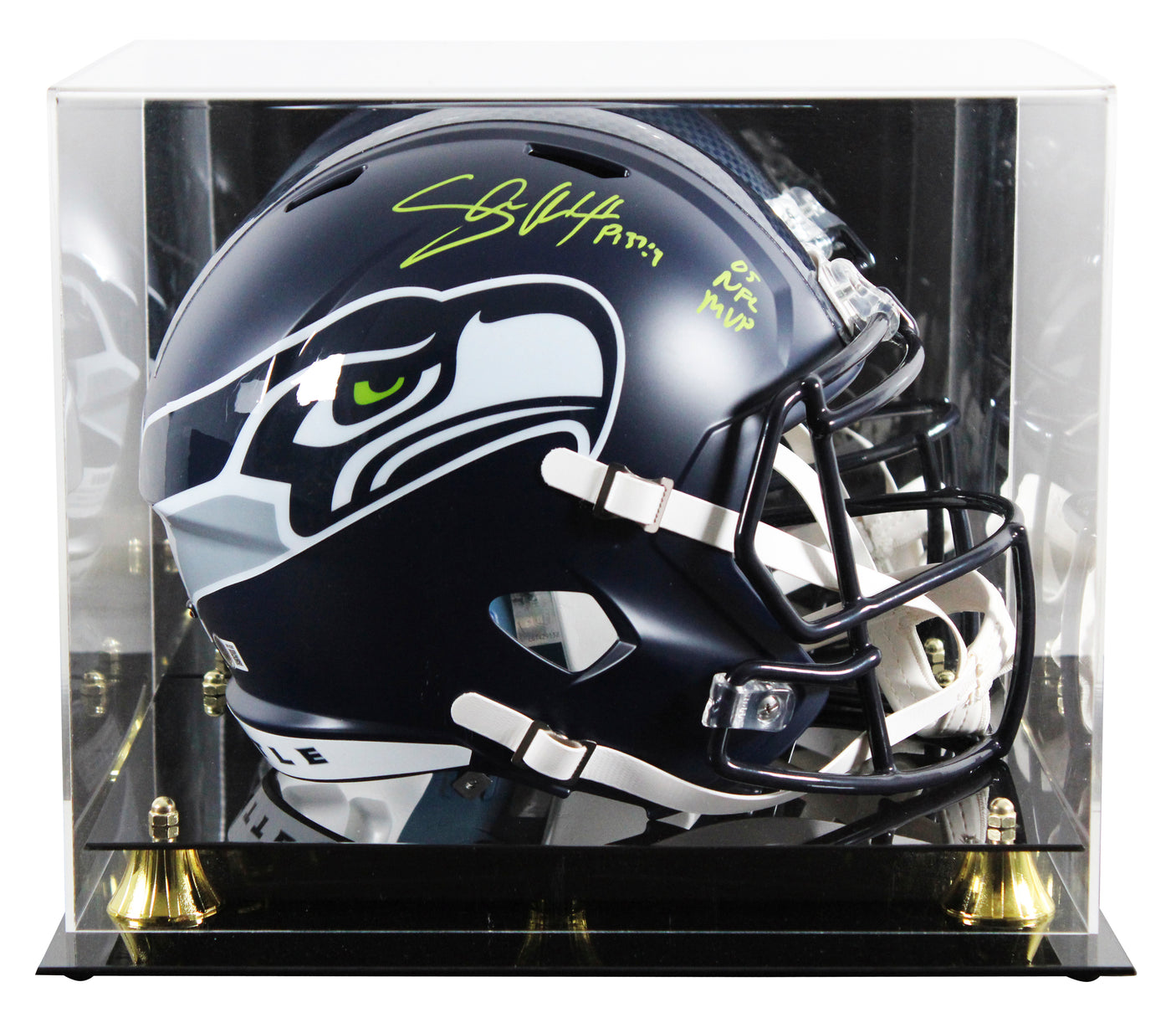 Seahawks Shaun Alexander "NFL MVP 2005" Signed F/S Speed Rep Helmet W/ Case BAS