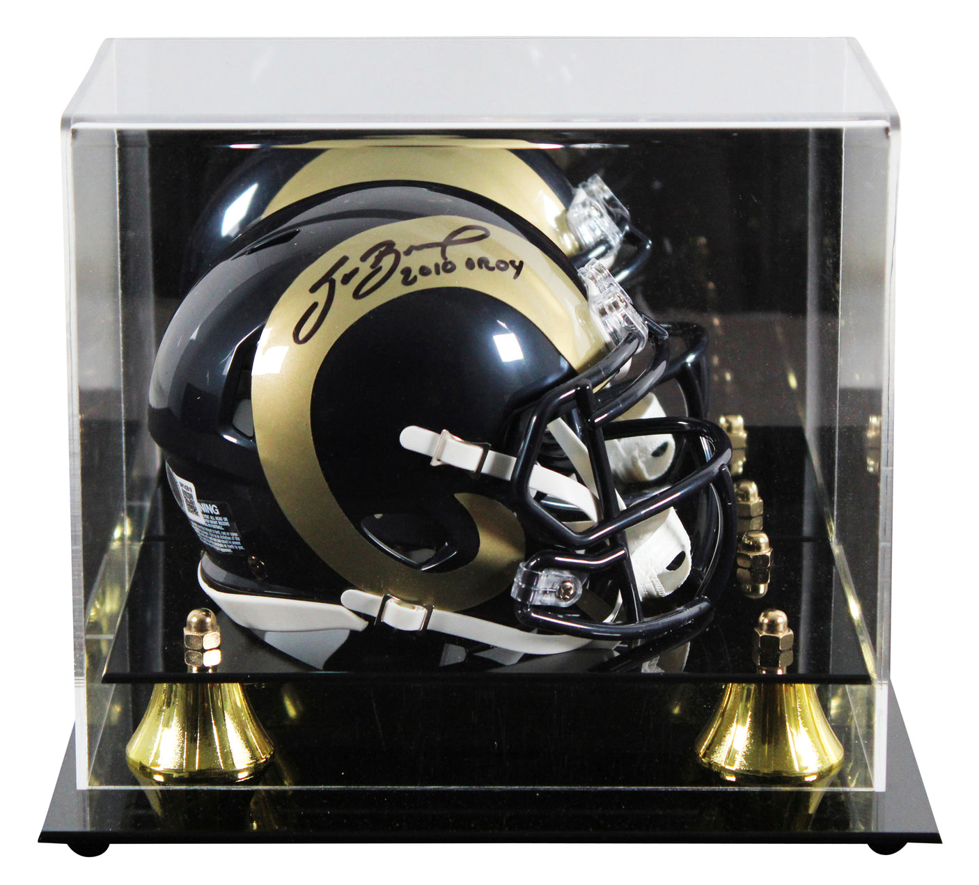 Rams Sam Bradford "2010 OROY" Signed 2000-16 TB Speed Mini Helmet W/ Case BAS W