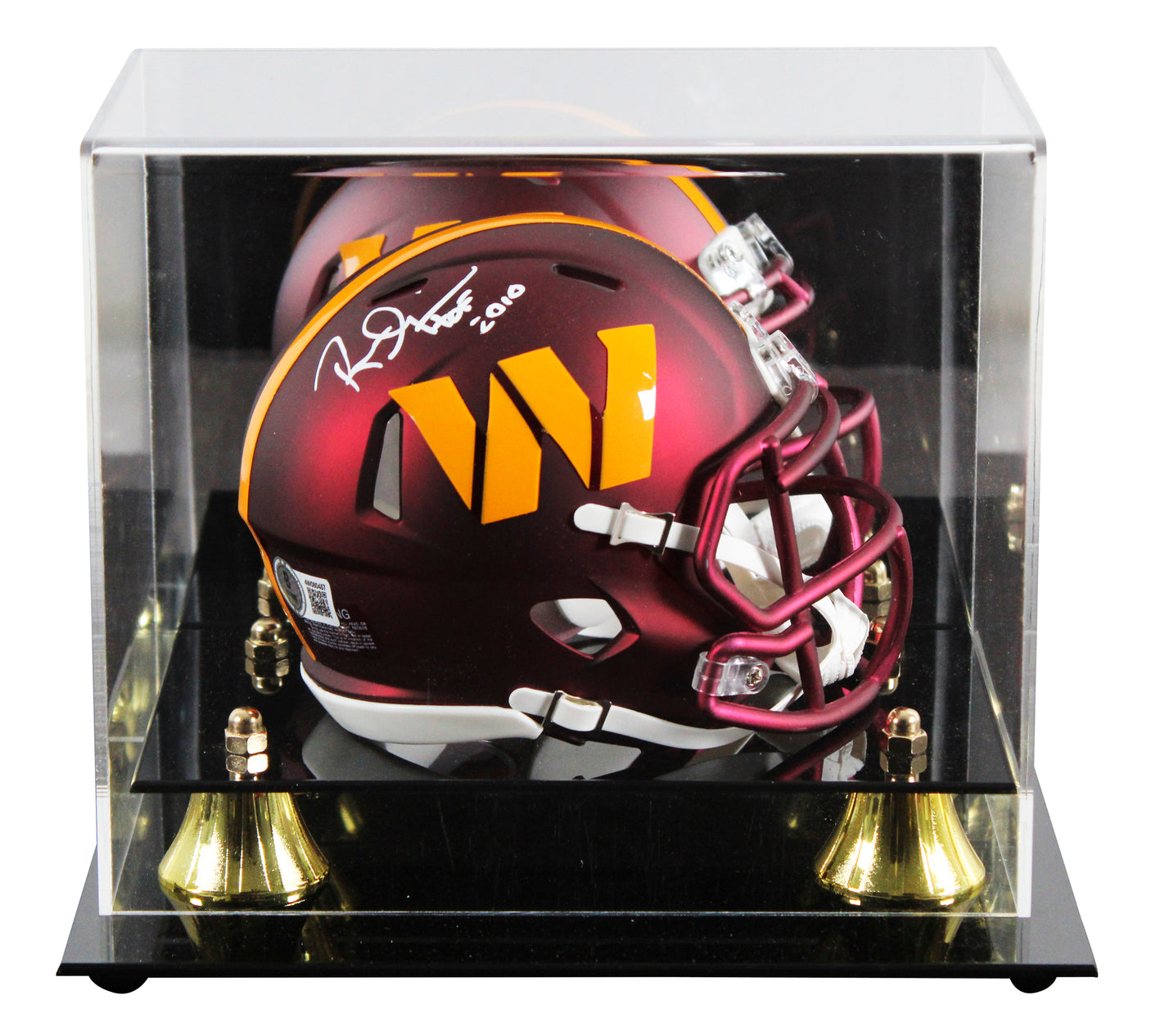 Commanders Russ Grimm "HOF 2010" Signed Speed Mini Helmet W/ Case BAS Witnessed