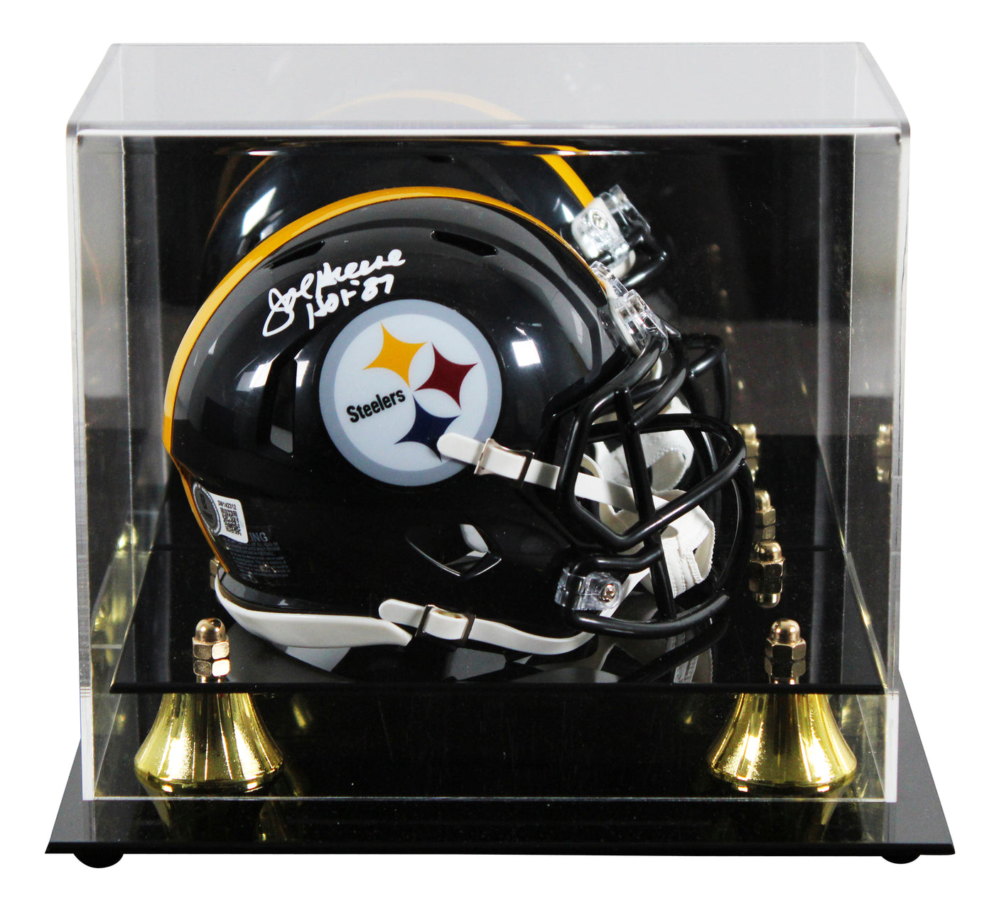 Steelers Joe Greene "HOF 87" Signed Speed Mini Helmet W/ Case BAS Witnessed