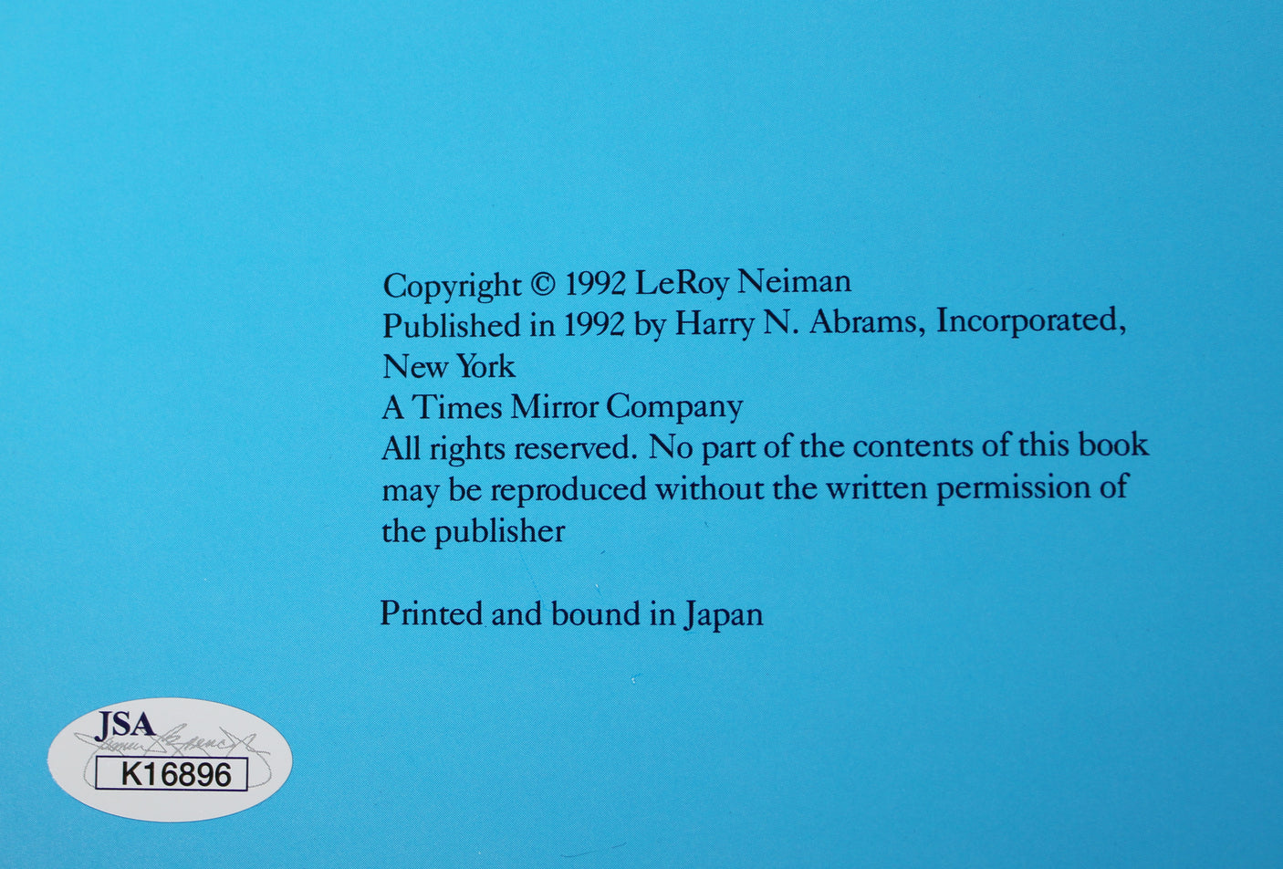 LeRoy Neiman "12-21-93" Authentic Signed Big-Time Golf Book JSA #K16896