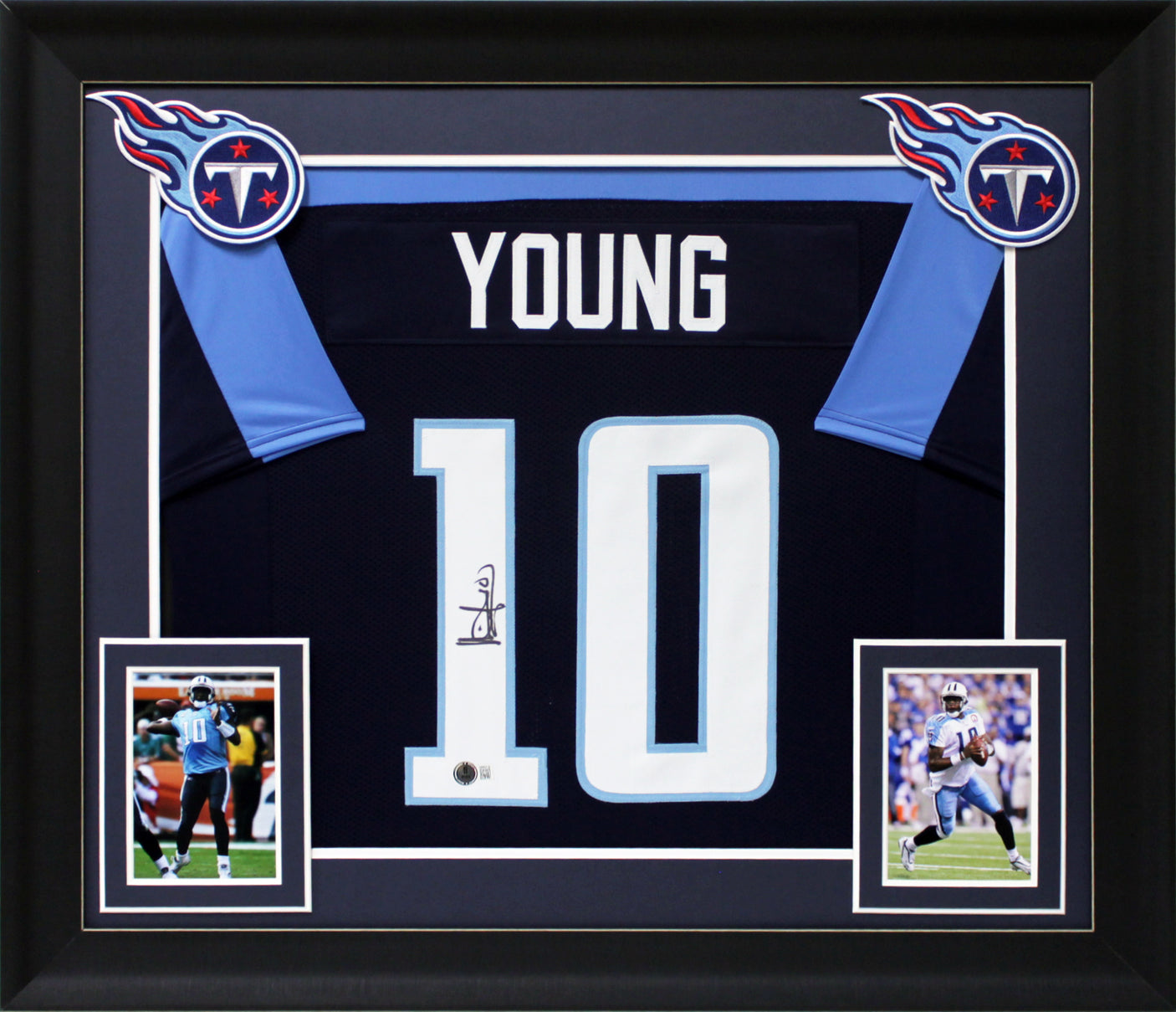 Vince Young Authentic Signed Blue Pro Style Framed Jersey BAS Witnessed