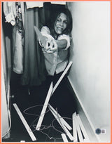 Jamie Lee Curtis Halloween Signed 11x14 Framed Vertical B&W Closet Photo BAS