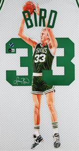 Larry Bird Signed Hand Painted LE 1/1 By William Zavala Framed Jersey BAS Wit