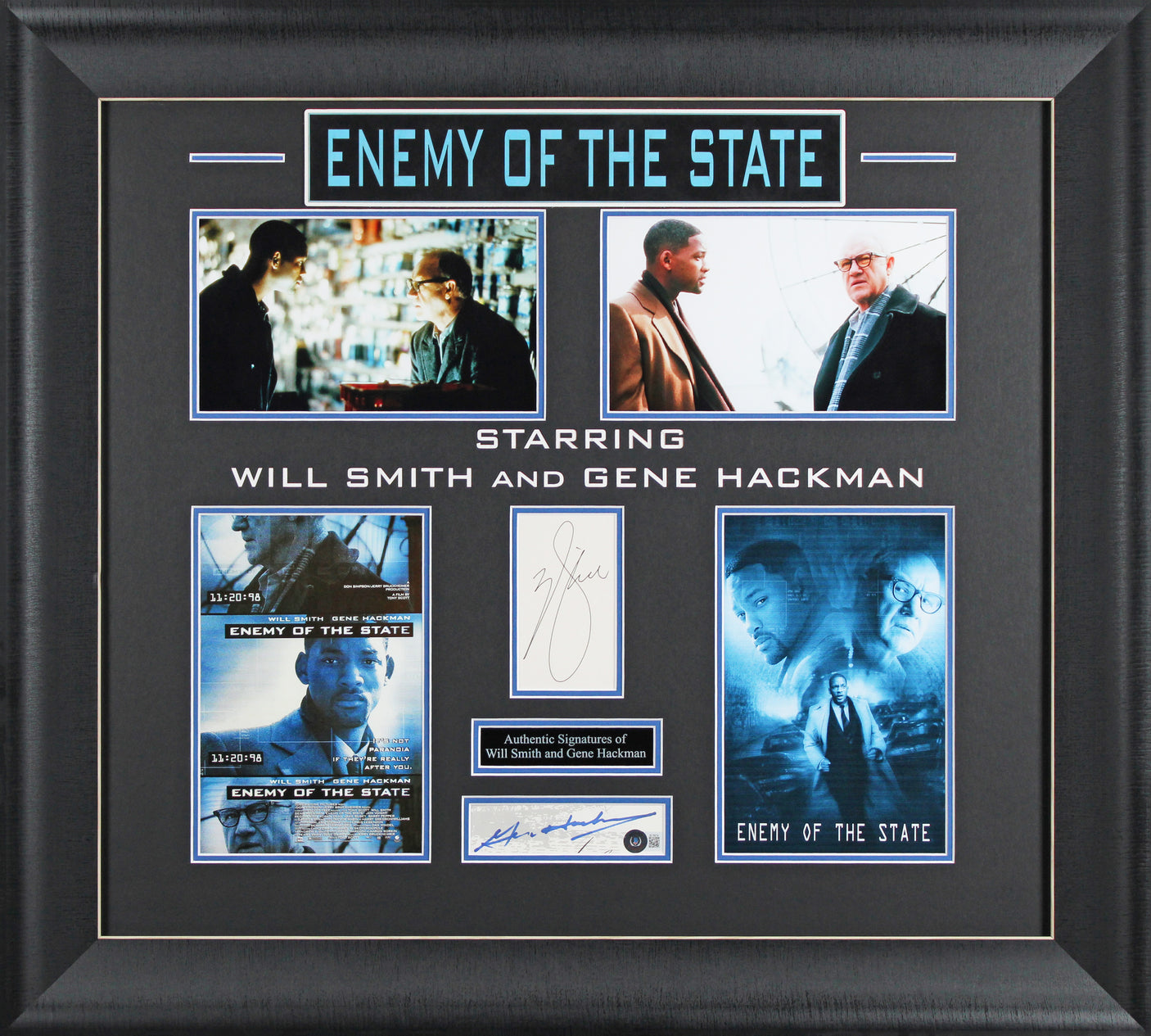 Will Smith & Gene Hackman Enemy Of The State Signed Framed Display BAS #BL78219
