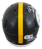Steelers T.J. Watt Signed Speed Mini Helmet W/ Case w/ White Sig BAS Witnessed