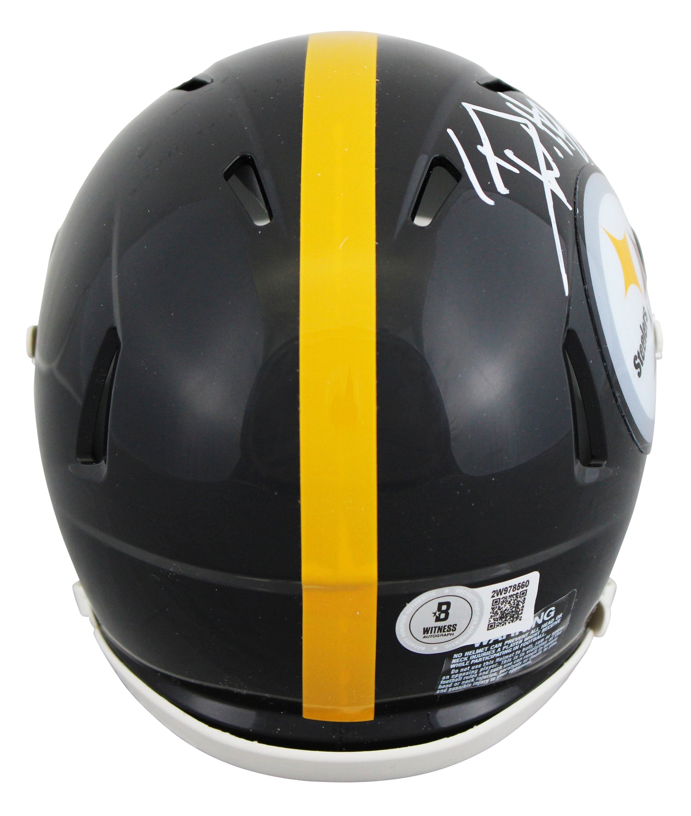 Steelers T.J. Watt Authentic Signed Speed Mini Helmet w/ White Sig BAS Witnessed