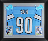 Ndamukong Suh Authentic Signed Blue Pro Style Framed Jersey JSA Witness