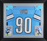 Ndamukong Suh Authentic Signed Blue Pro Style Framed Jersey BAS Witnessed