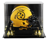 Steelers T.J. Watt Authentic Signed Rave Speed Mini Helmet W/ Case BAS Witnessed