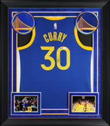 Warriors Stephen Curry Signed Blue Nike Icon Edition Swingman Framed Jersey JSA