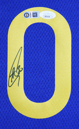 Warriors Stephen Curry Signed Blue Nike Icon Edition Swingman Framed Jersey JSA