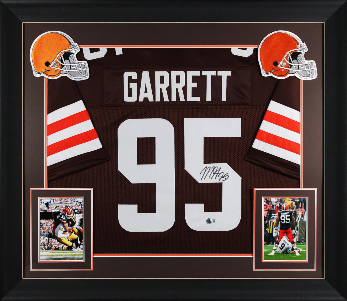 Myles Garrett Authentic Signed Brown Pro Style Framed Jersey BAS Witnessed 2