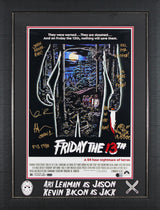 Kevin Bacon & Ari Lehman w/ Insc Signed 16x24 Framed Movie Poster Photo BAS Wit