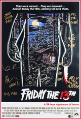 Kevin Bacon & Ari Lehman w/ Insc Signed 16x24 Framed Movie Poster Photo BAS Wit