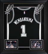 Spurs Victor Wembanyama Signed Black Nike Framed Jersey Fanatics #ZL88422027