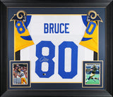 Isaac Bruce Authentic Signed White Pro Style Framed Jersey BAS Witnessed