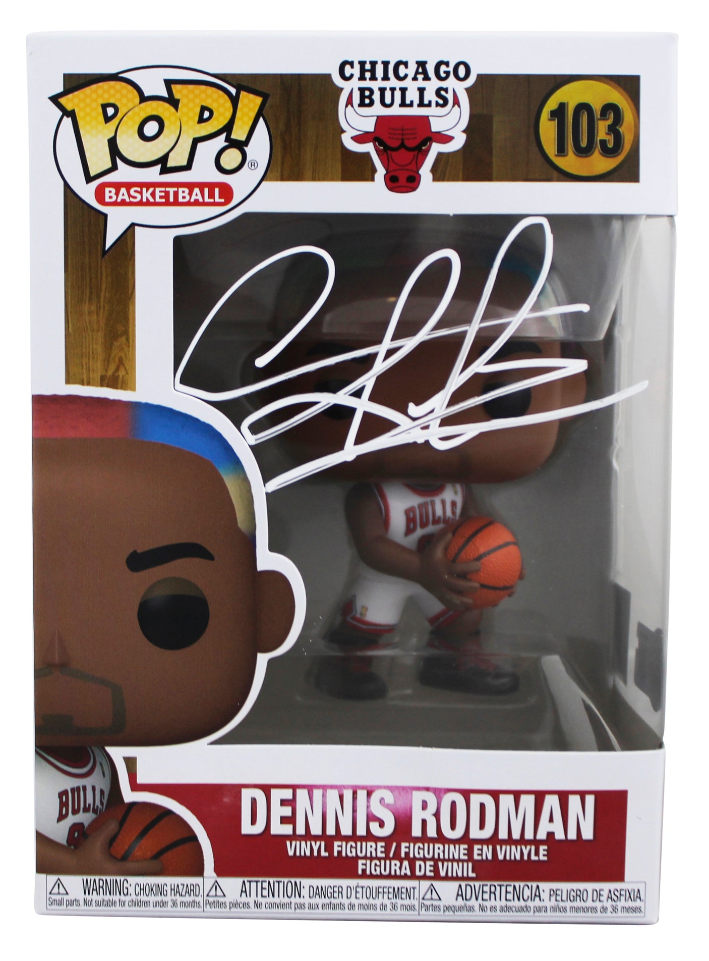 Bulls Dennis Rodman Signed #103 Funko Pop Vinyl Figure BAS Witnessed #4W080394