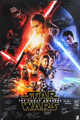 Star Wars (21) Hamill, Ridley, Mayhew, Driver Signed 27x40 Framed Poster BAS LOA