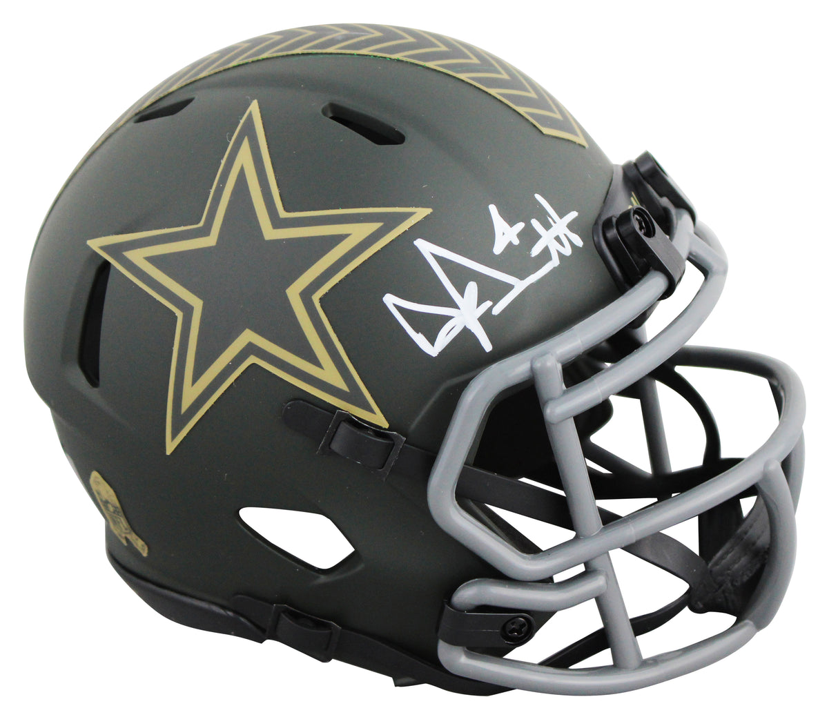 Cowboys Dak Prescott Signed STS IV Speed Mini Helmet W/ Case BAS Witnessed